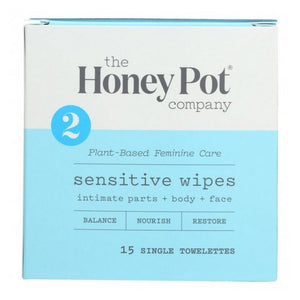 The Honey Pot, Sensitive Feminine Wipes, 15 Count