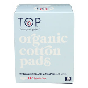 Top The Organic, Organic Cotton Pads Ultra Thin Wing, 10 Count