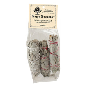 Sage Secrets, White Sage Smudge Wand Mini, 3 Inch, 3 Inch 3 Count