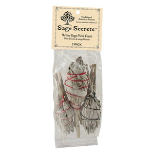 Sage Secrets, White Sage Torch Mini, 3 Packets