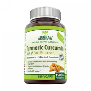 Amazing Nutrition, Herbal Secrets Turmeric Curcumin w/ Bioperine, 1500 mg, 180 VegCaps