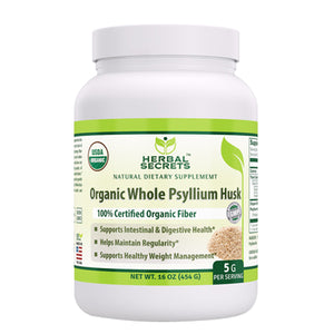 Amazing Nutrition, Herbal Secrets Organic Whole Psyllium Husk Powder, 16 Oz