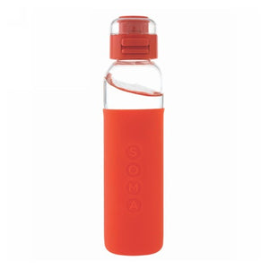 Soma, Glass Water Bottle w/ Sport Cap V2 Coral, 17 Oz
