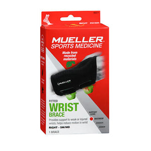 Mueller, Green Fitted Wrist Brace Small /Medium Right, 1 Count