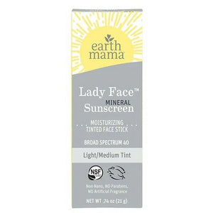 Earth Mama Angel Baby, Face Sunscreen Stick SPF40 Light & Medium, .74 Oz