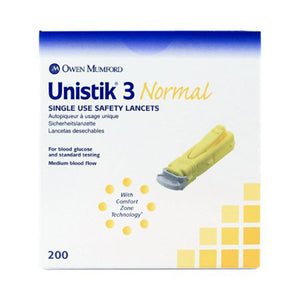 Unistik, Unistik 3 Normal Safety Lancet, Count of 200