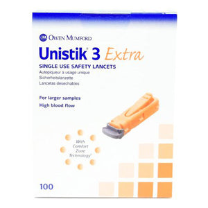 Unistik, Unistik 3 Extra Safety Lancet, Count of 100