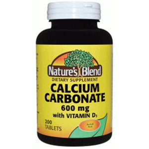 Nature's Blend, Calcium Carbonate With Vitamin D3, 600 mg (400IU), 200 Tabs