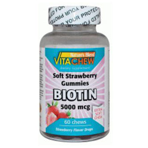 Nature's Blend, Biotin Strawberry Flavor, 5000 mcg, 60 Gummies