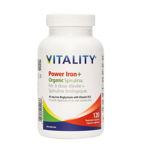 Vitality, VITALITY Power Iron + Spirulina, 120 VegCaps