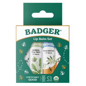 Badger Balm, Classic Lip Balm Set Green, 4 Count