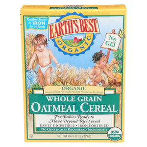 Earth's Best, Organic Whole Grain Oatmeal Cereal, 8 Oz