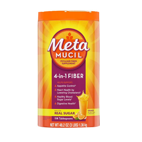 Metamucil, Psyllium 4-In-1 Fiber Sugar Free Orange Smooth Powder, 23.3 Oz