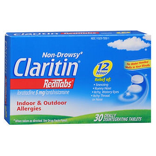 Claritin, Loratadine Antihistamine 12 Hour Allergy Reditabs, 5 mg, 30 tabs