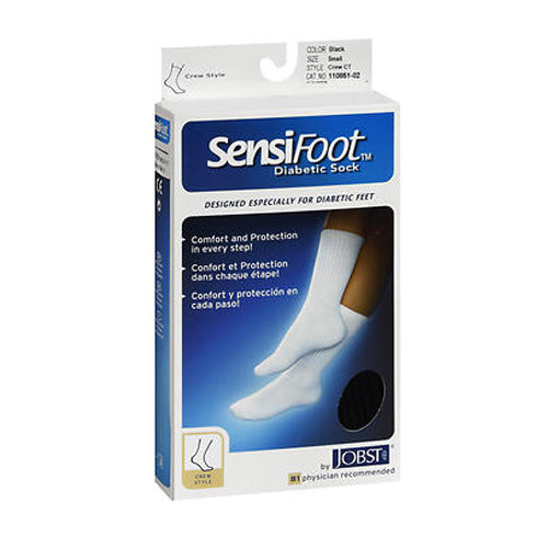 Jobst, Sensifoot Closed Toe Crew Socks Black Small, 1 Pair