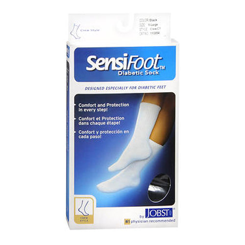 Jobst, Sensifoot Men'S And Women'S Crew Style Diabetic Black Socks Extra Large, 1 Each