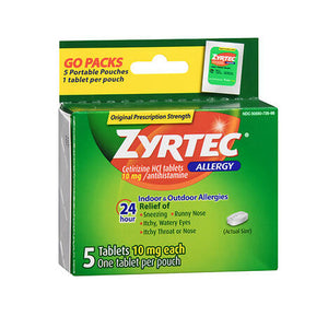 Zyrtec, Allergy Cetirizine Hci 24 Hour, 10 Mg, 5 Tabs