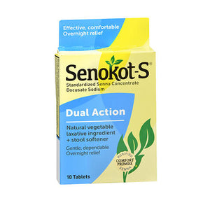 Senokot, Dual Action Laxative + Stool Softener, 10 tabs