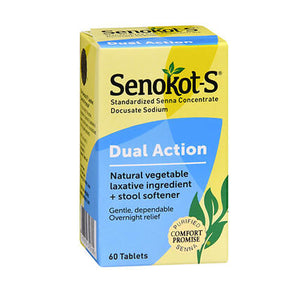 Senokot, Dual Action Laxative + Stool Softener, 60 tabs
