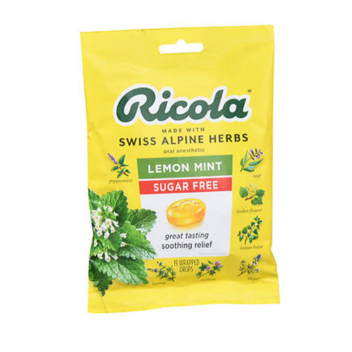 Ricola, Oral Anesthetic Drops Sugar Free Lemon Mint, 19 Count