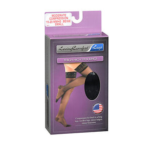 Loving Comfort, Thigh High Stockings Moderate Compression Small Beige, 1 Each