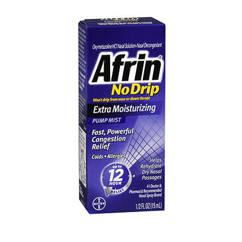 Afrin, No Drip Extra Moisturizing Oxymetazoline Hcl Nasal Decongestant Pump Mist, 15 Ml