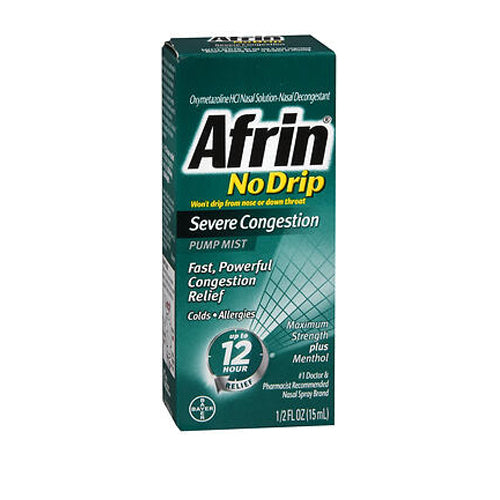 Afrin, No Drip Severe Congestion Oxymetazoline Hcl Nasal Pump Mist, 15 Ml