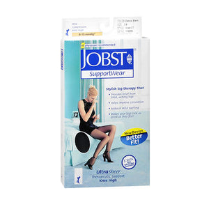 Jobst, Supportwear Therapeutic Support Knee High Mild Compression Ultra Sheer Classic Black 7-9, 1 Pair