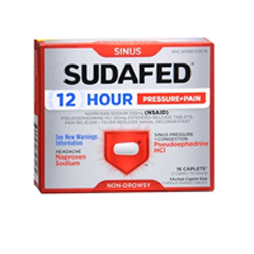 Sudafed Pe, Sinus Pressure + Pain Caplets, 16 tabs