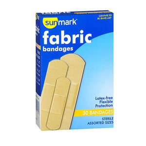 Sunmark, Fabric Bandages Assorted Sizes, 30 Count