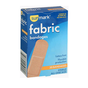 Sunmark, Fabric Bandages All One Size, 30 Count