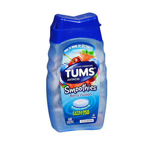 Tums, Smoothies Extra Strength Antacid Chewable Tablets Berry Fusion, 60 Count