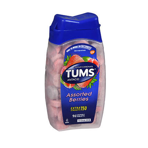 Tums, Extra Strength Antacid Chewable Tablets Assorted Berries, 96 Count