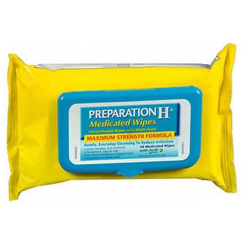 Preparation H, Medicated Hemorrhoidal Wipes With Witch Hazel And Aloe Maximum Strength, 48 Count