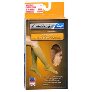Loving Comfort, Anti-Embolism Stockings Moderate Compression Closed Toe Medium Beige, 1 Pair