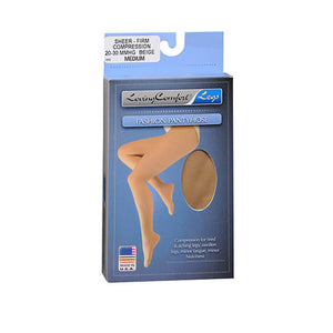Loving Comfort, Fashion Pantyhose Sheer Firm Compression Medium Beige, 1 Pair