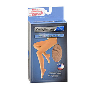 Loving Comfort, Fashion Pantyhose Moderate Compression Queen Plus Beige, 1 Pair