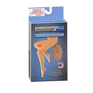 Loving Comfort, Fashion Pantyhose Moderate Compression Queen Beige, 1 Pair