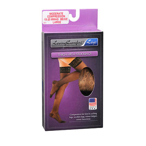 Loving Comfort, Thigh High Stockings Moderate Compression Large Beige, 1 Pair