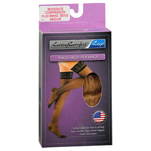 Loving Comfort, Thigh High Stockings Moderate Compression Medium Beige, 1 Pair