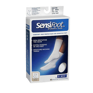 Jobst, Sensifoot Socks Crew Length Compression White Color Medium, 1 Pair