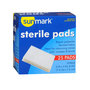 Sunmark, Sterile Pads 3 Inches X 3 Inches, 25 Count