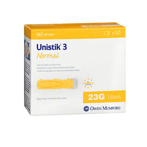 Unistik 3, Normal Safety Lancets 23G 1.8Mm, 23G, 50 Count