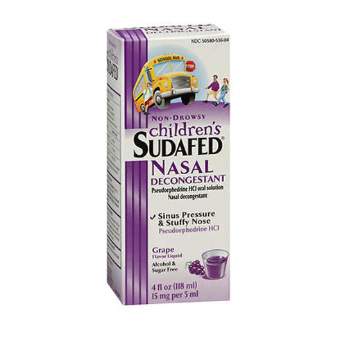 Sudafed Pe, Children'S Nasal Decongestant Pseudoephedrine Hcl Oral Solution Grape, 4 oz