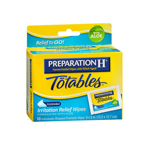 Preparation H, Totables Medicated Hemorrhoidal Wipes With Witch Hazel And Aloe Maximum Strength, 10 each