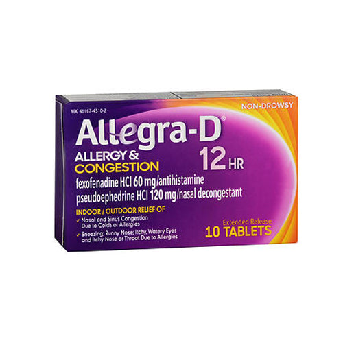 Allegra, 12 Hour Allergy Congestion Extended Release Tablets, 120 mg, 10 tabs