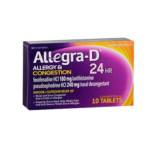 Allegra, 24 Hour Allergy Congestion Extended Release Tablets, 240 mg, 10 tabs