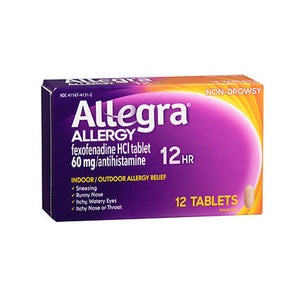 Allegra, Allergy 12 Hr Fexofenadine Hcl Antihistamine Tablets, 60 Mg, 12 Count