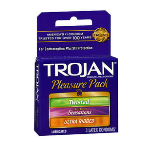 Trojan, Pleasure Pack Lubricated Latex Condoms, 3 Each