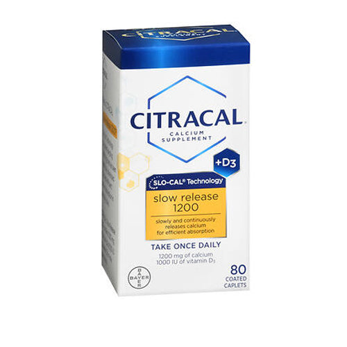 Citracal, Slow Release 1200 Plus D3 Coated Caplets, 80 tabs
